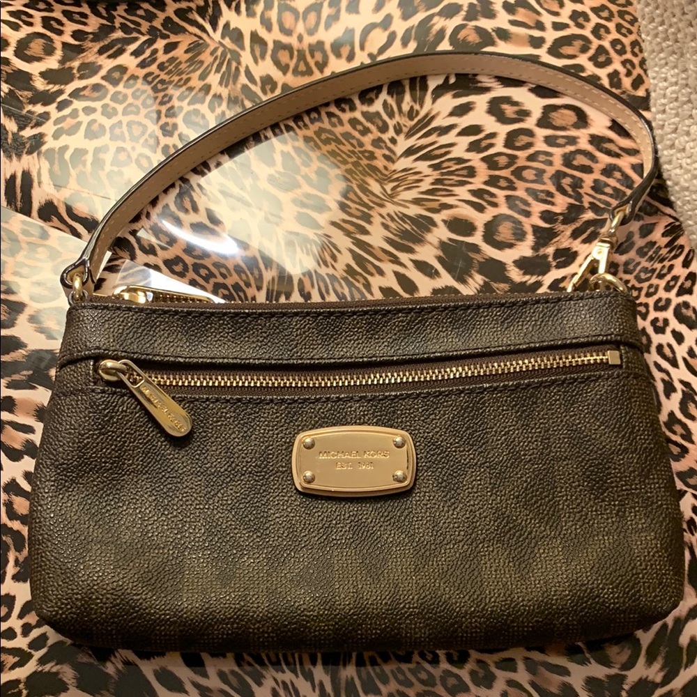 Michael Kors Black Textured Wristlet